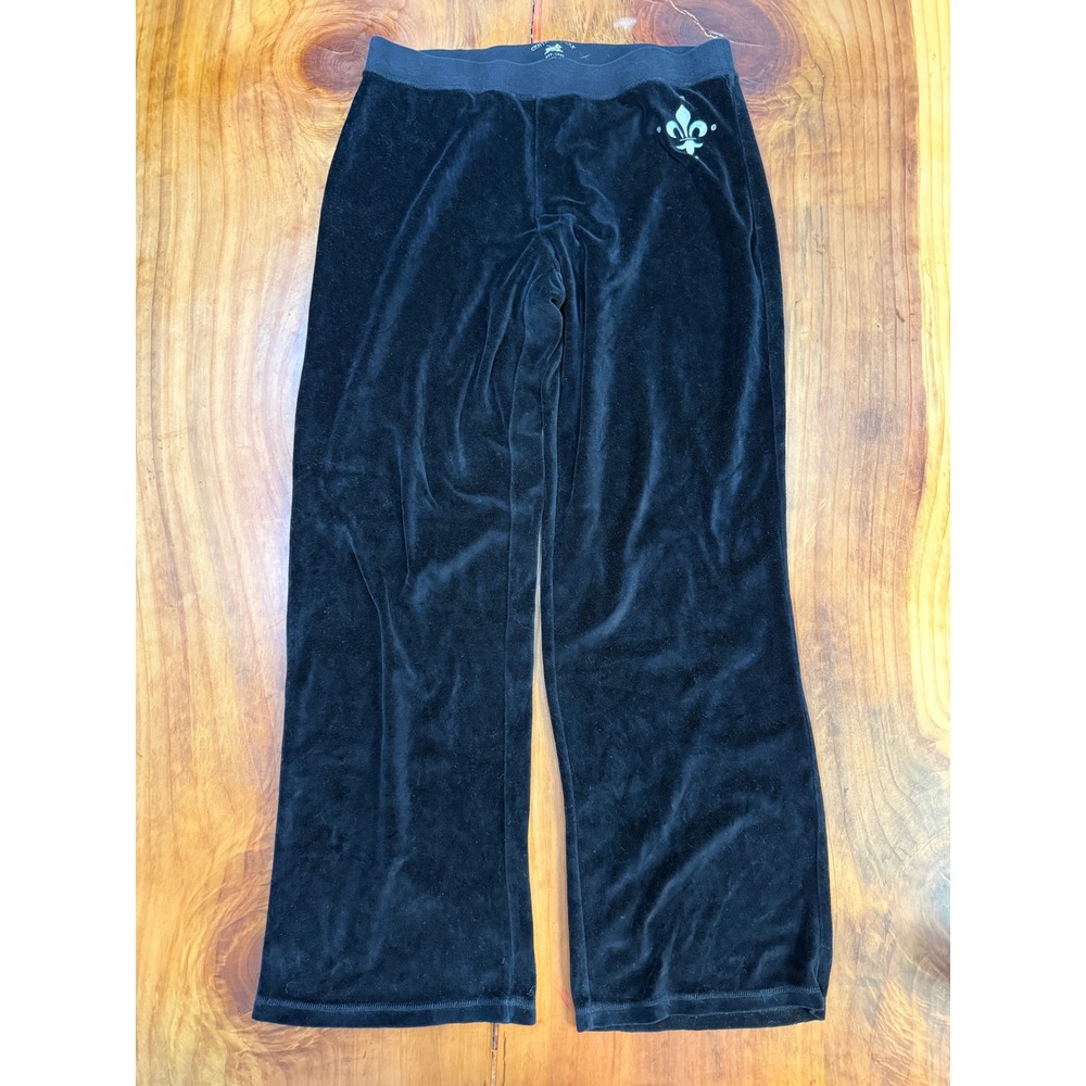 Vintage Y2K Central Park Women's Pants XL Low Rise Wide leg Velour Track W20